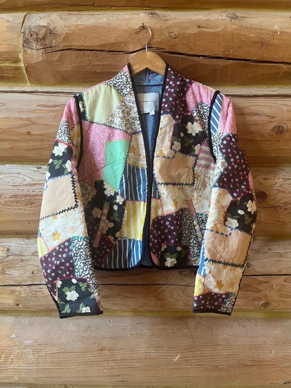 Anthropologie Patchwork Multicolor Jacket Quilted Floral 100% Cotton